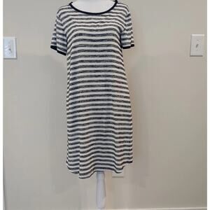 Market & Spruce Women's M T-Shirt Dress Blue & White Stripe Preppy Beach